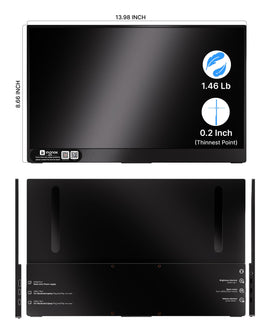 Ingnok next to a laptop illustrating compact size and travel convenience
