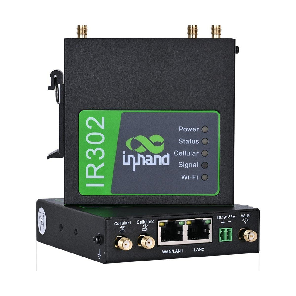 InHandgo IR302 rugged metal casing framing a durable industrial router in harsh conditions