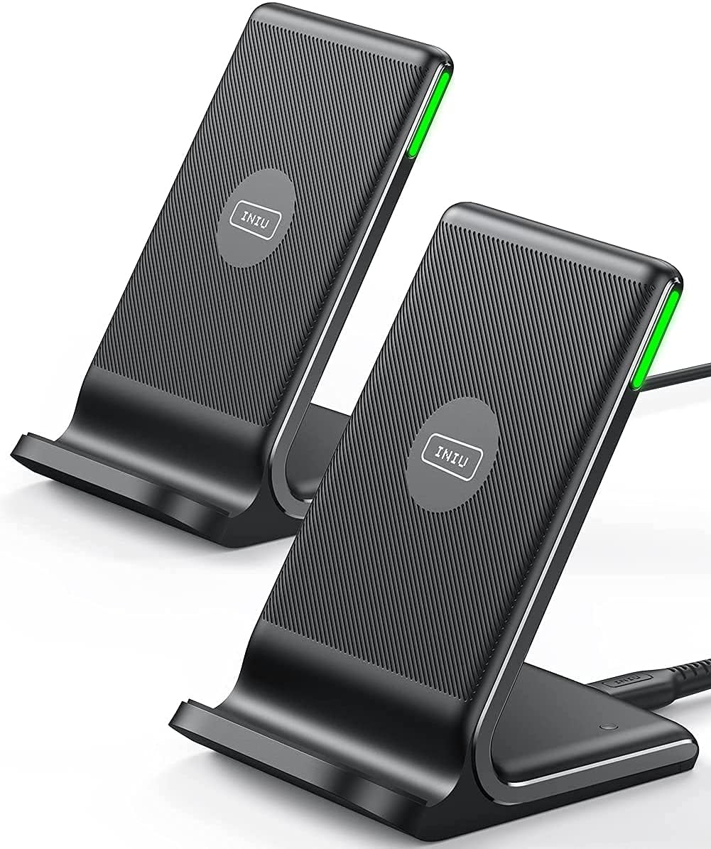 INIU front view charging stand showing neat design and fast-charge benefit