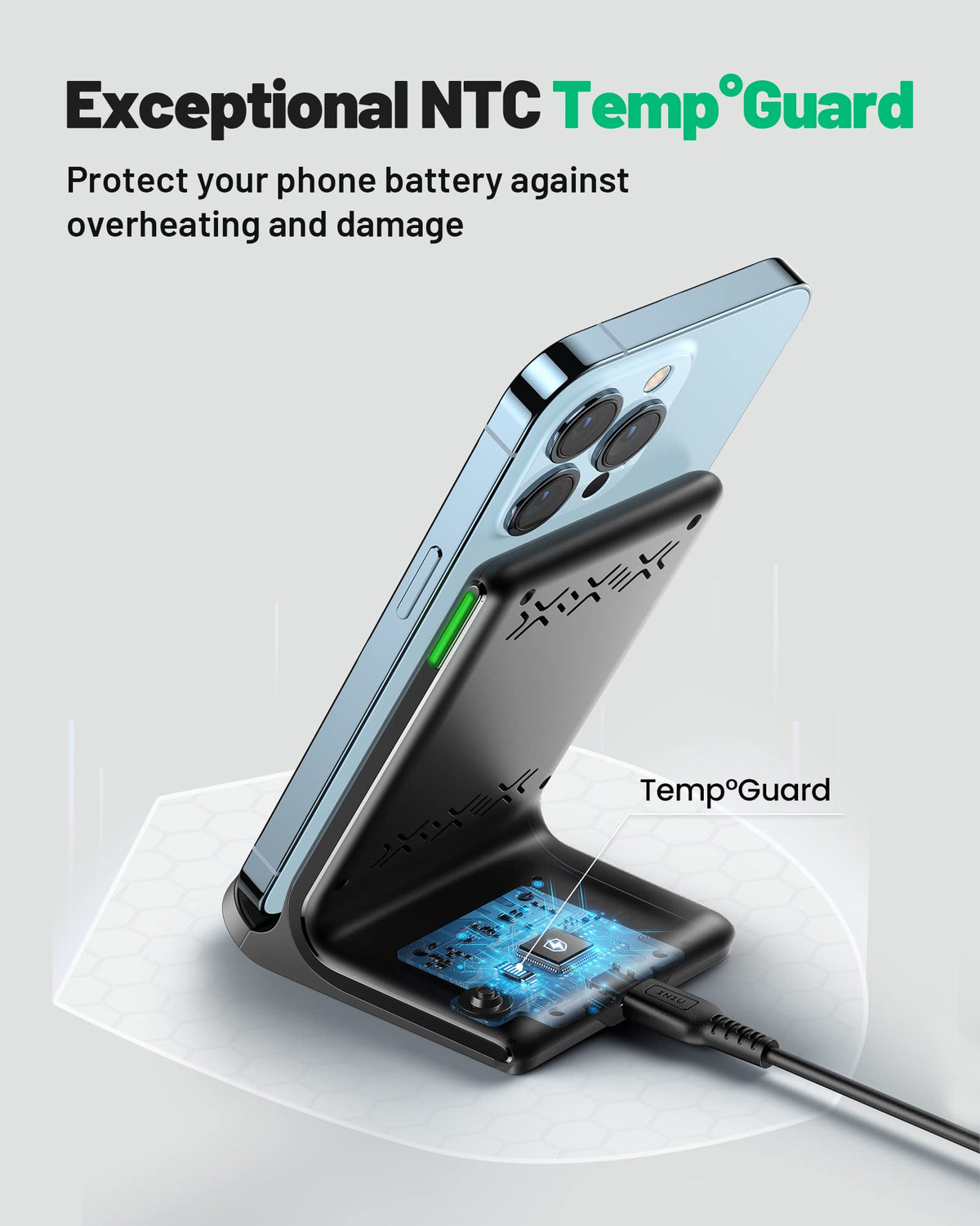 INIU top view exposing dual coils for wider charging area and stability