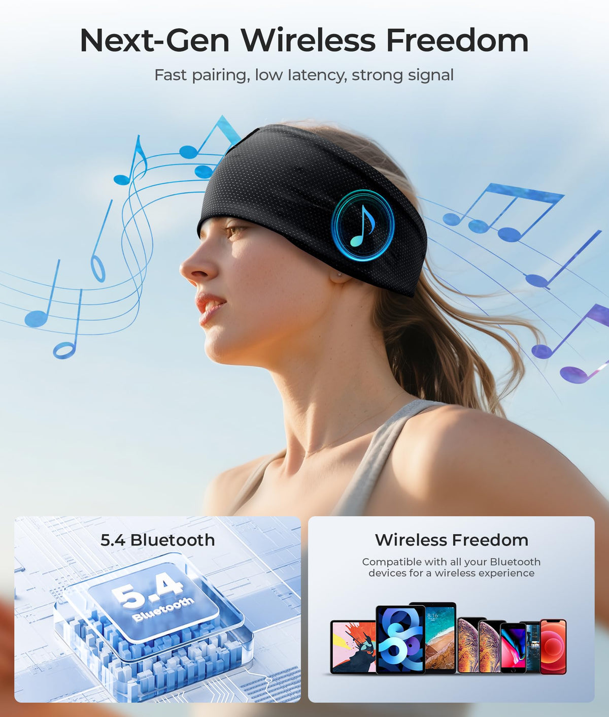 Ink-Topoint breathable soft fabric headband stays comfortable during sleep.
