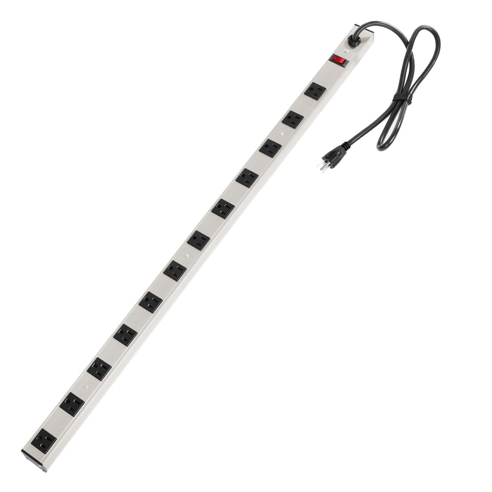 INLAND 12-outlet power strip with heavy-duty design for versatile desktop use.