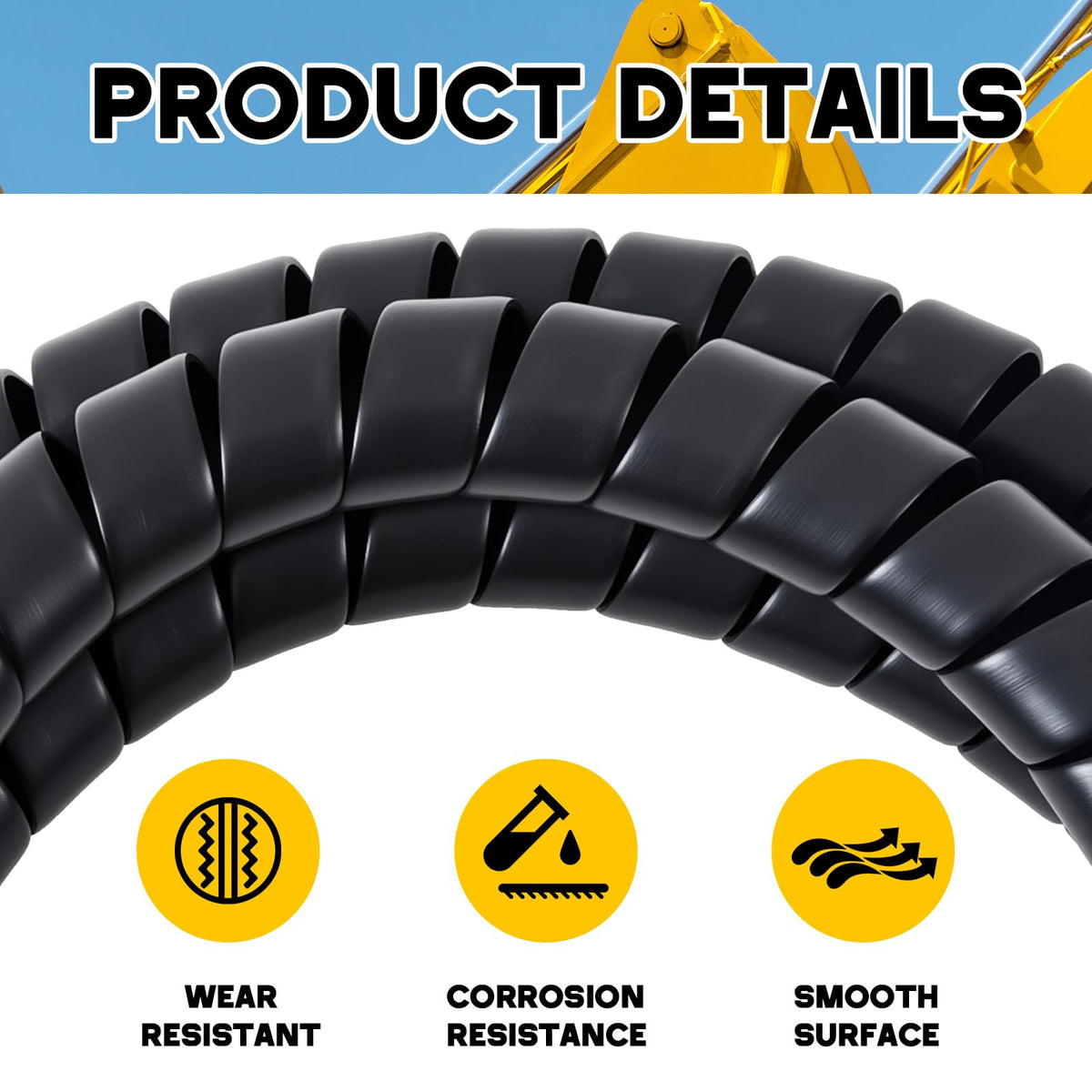 Innconee cable protector shows inner diameter around 1.1 inches for cable compatibility