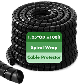 Innconee spiral cable protector with 1.25 inch outer diameter protects cables while staying sleek