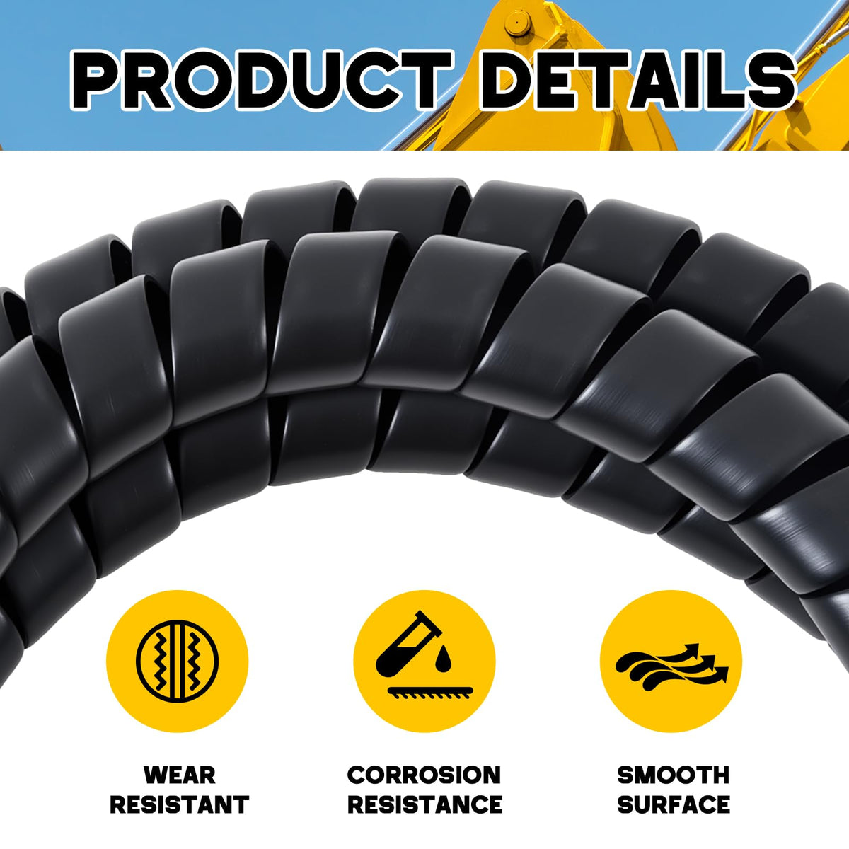 Innconee spiral wrap cable protector black finish supports neat organization.