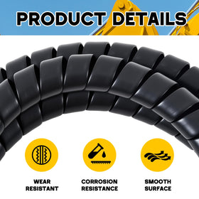 Innconee spiral wrap cable protector black finish supports neat organization.