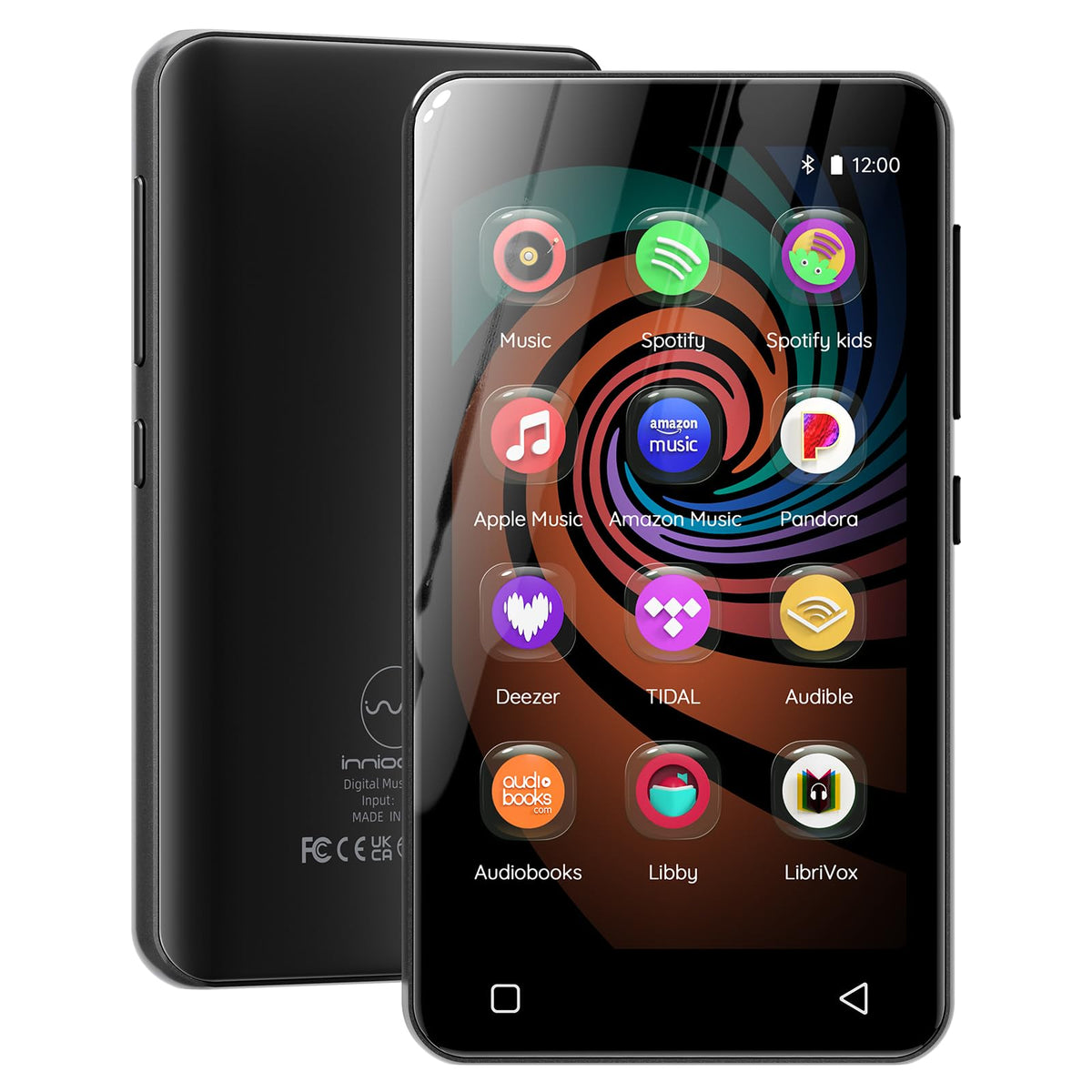 innioasis 160GB MP3 player main screen with clear navigation for easy music and video access.