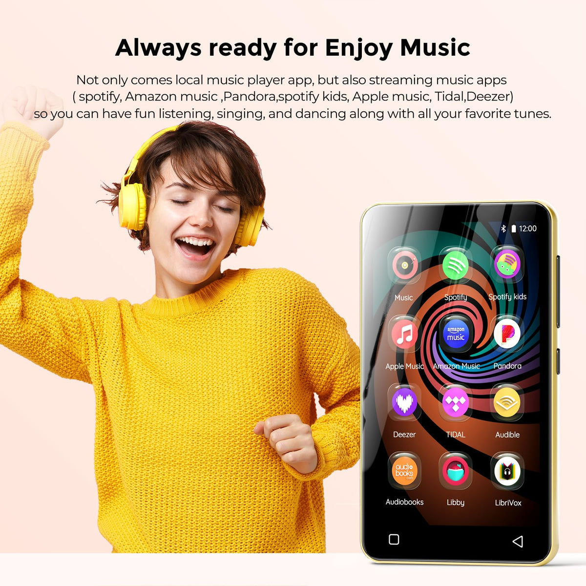 InnIoasis MP3 Player back angle showing slim profile and connectivity ports.
