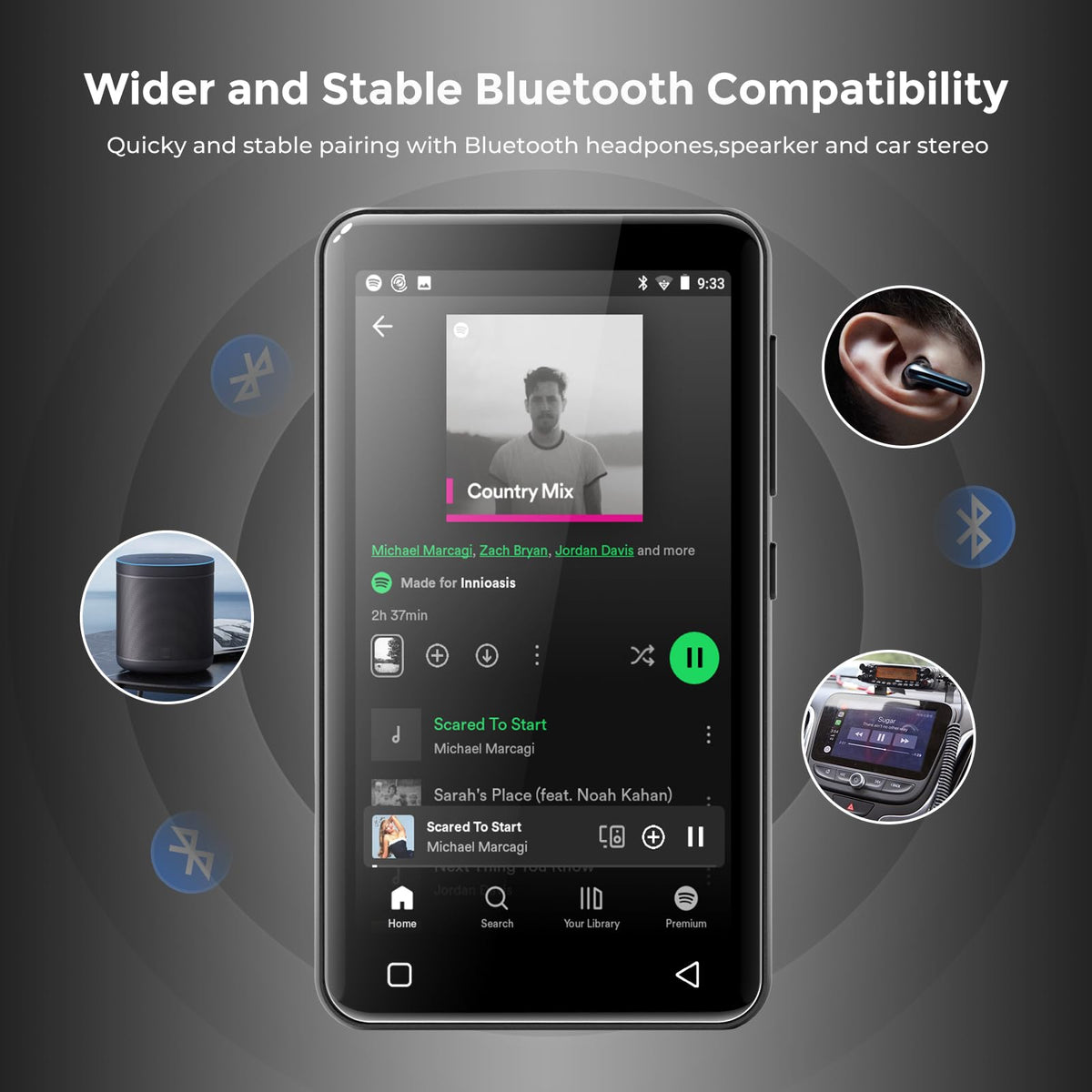 Innioasis G1 Audible and Kindle support for relaxing audiobooks and readings.