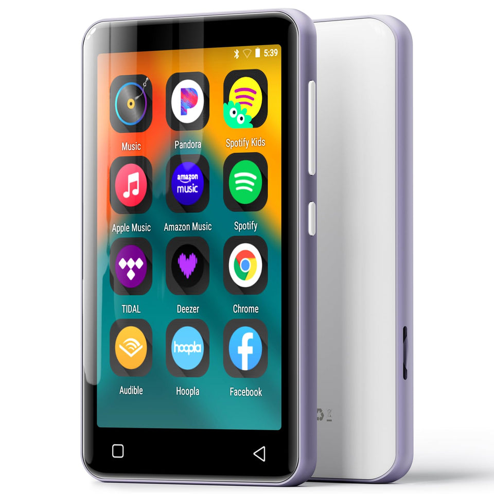 innioasis G1 front view showing purple casing and screen, portable music device benefit