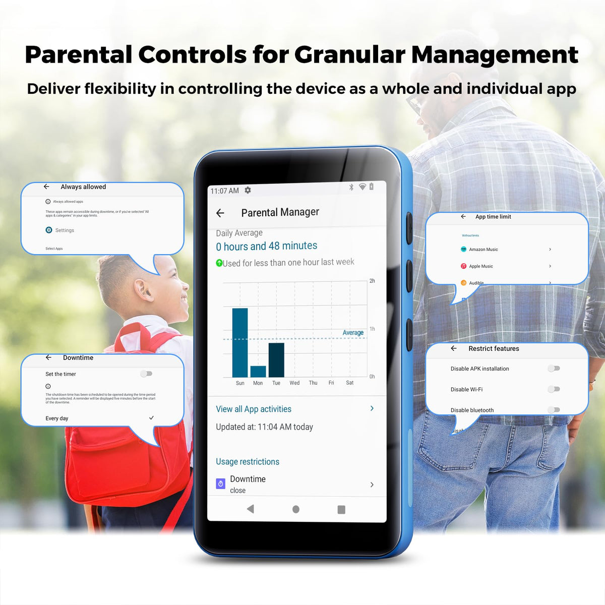 innioasis G5 parental manager app interface for family controls