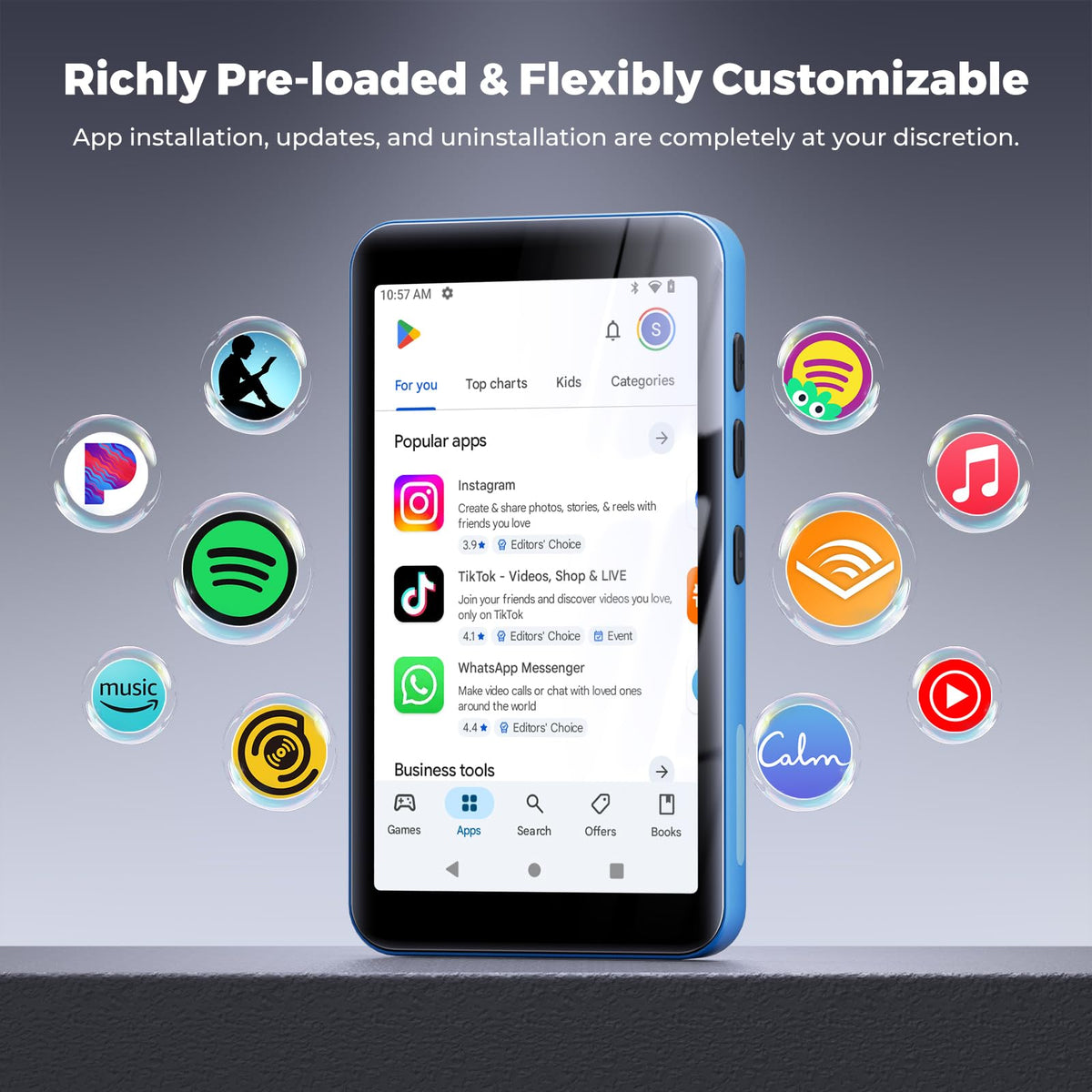 innioasis G5 screen showing Spotify and Pandora streaming