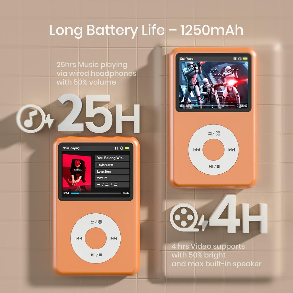 Innioasis mp3 player compact size fits pockets and kids' hands