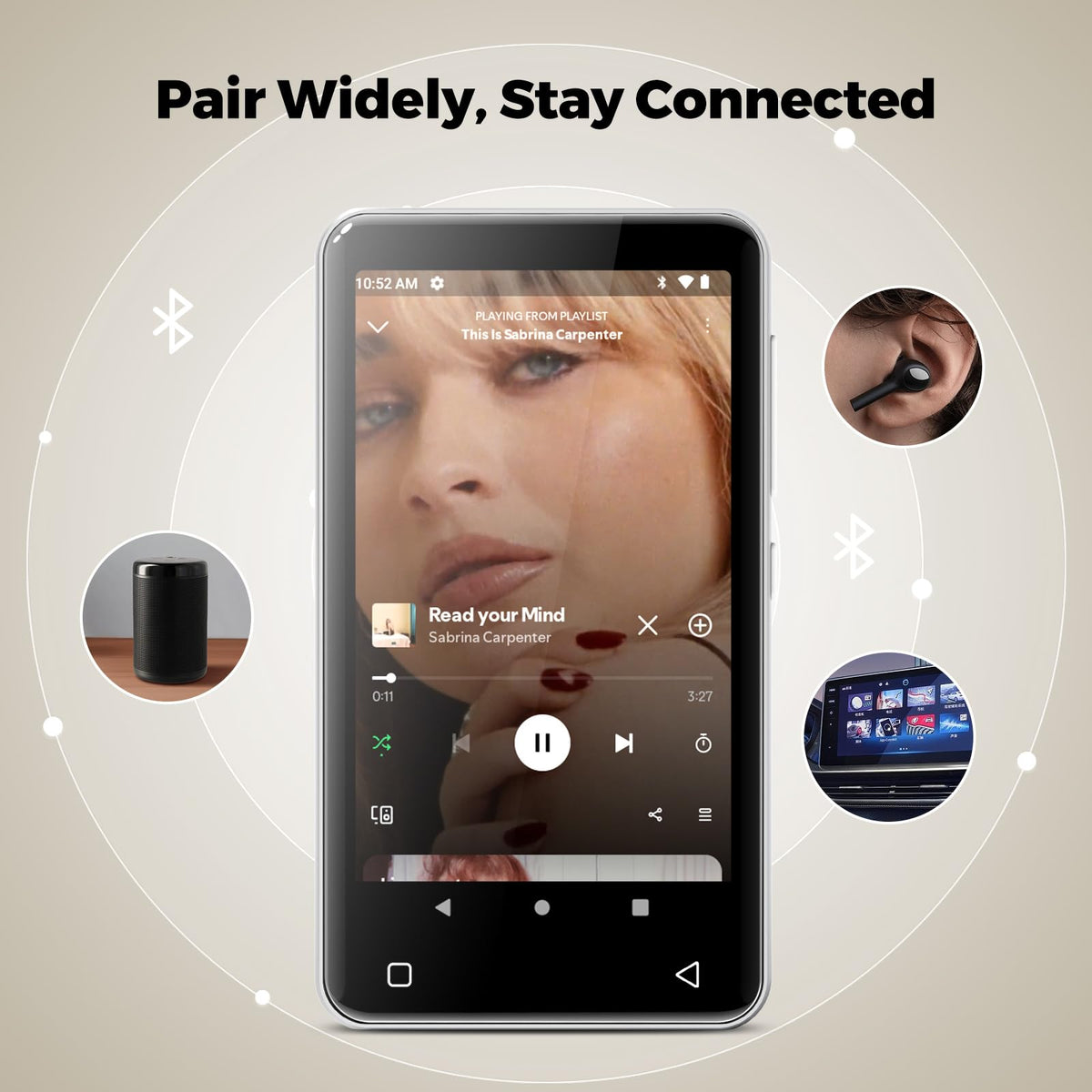 innioasis MP3 Player long battery life for extended listening sessions.