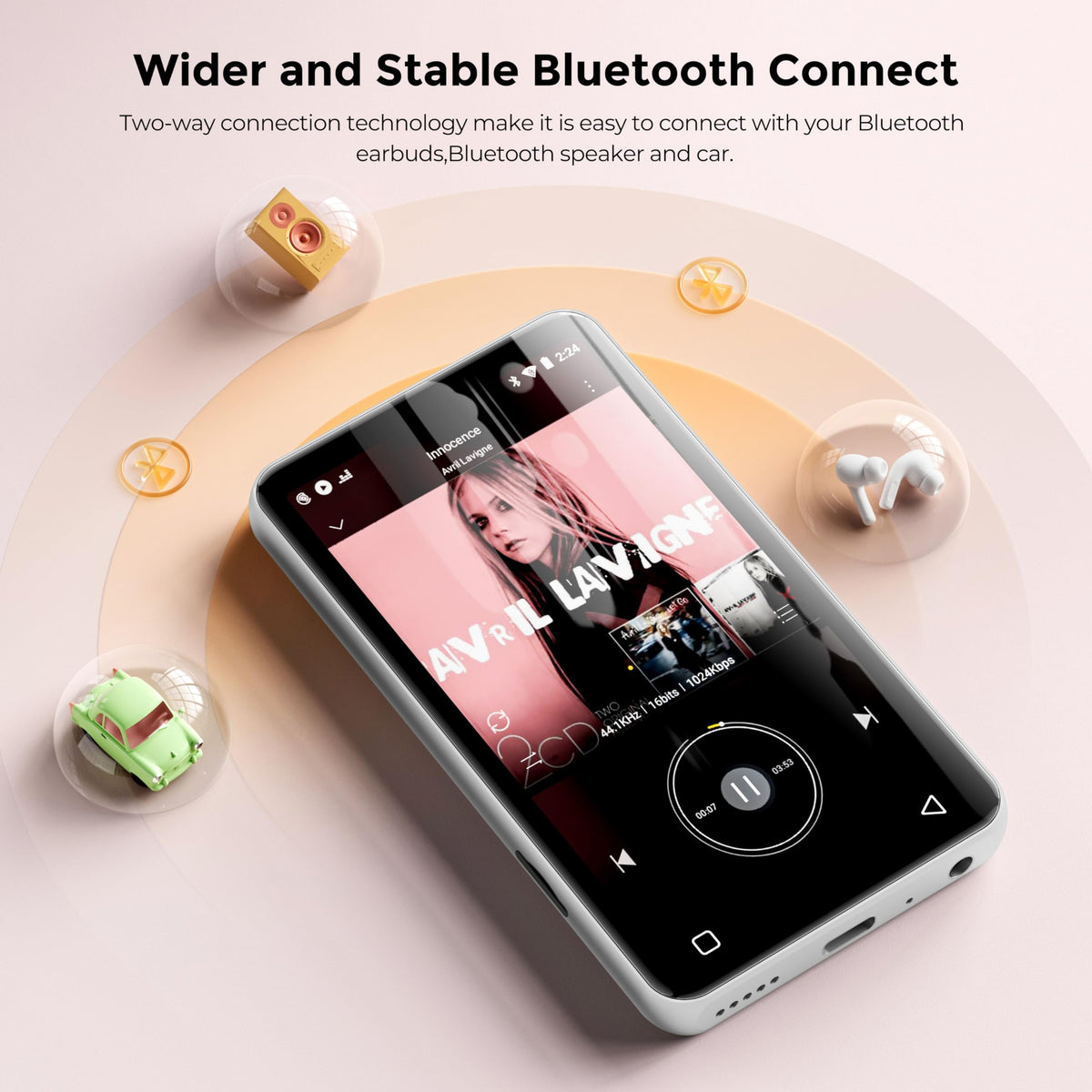 Innioasis MP3 Player parental controls screen to manage apps and access.