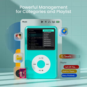 innioasis mp3 player pocket-size side view highlighting ultra-compact design.