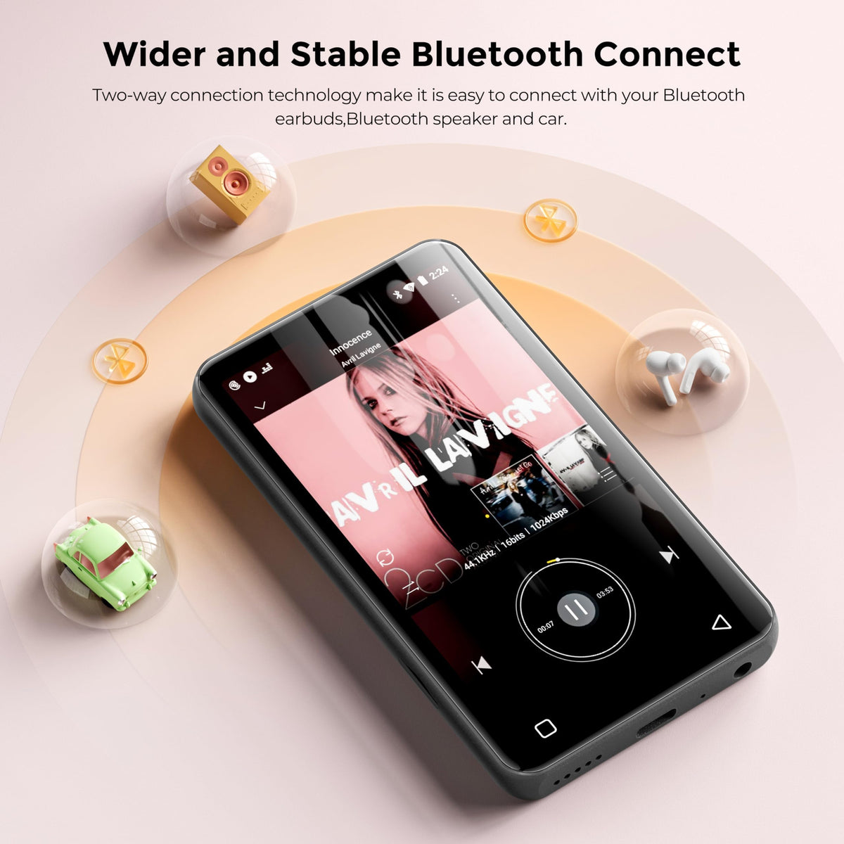 innioasis microSD expandability up to 1TB keeps your favorite tunes ready.