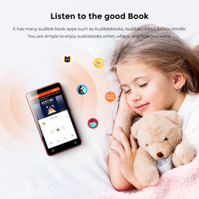 innioasis Spotify, Amazon Music, Audible apps on screen illustrate diverse media options.