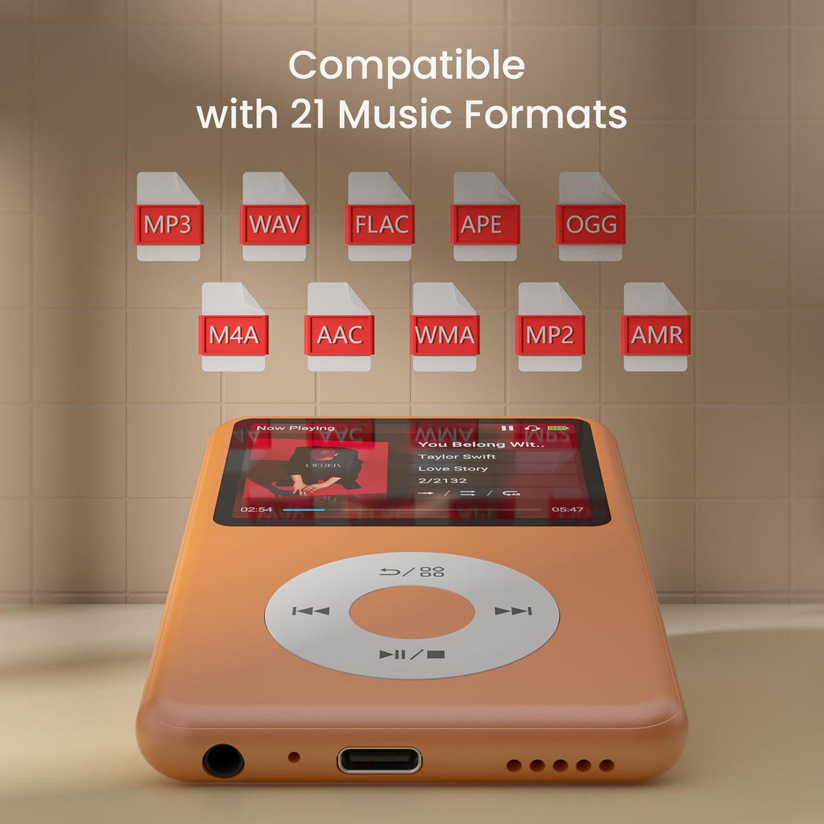 Innioasis Y1 orange card-like shape in hand
