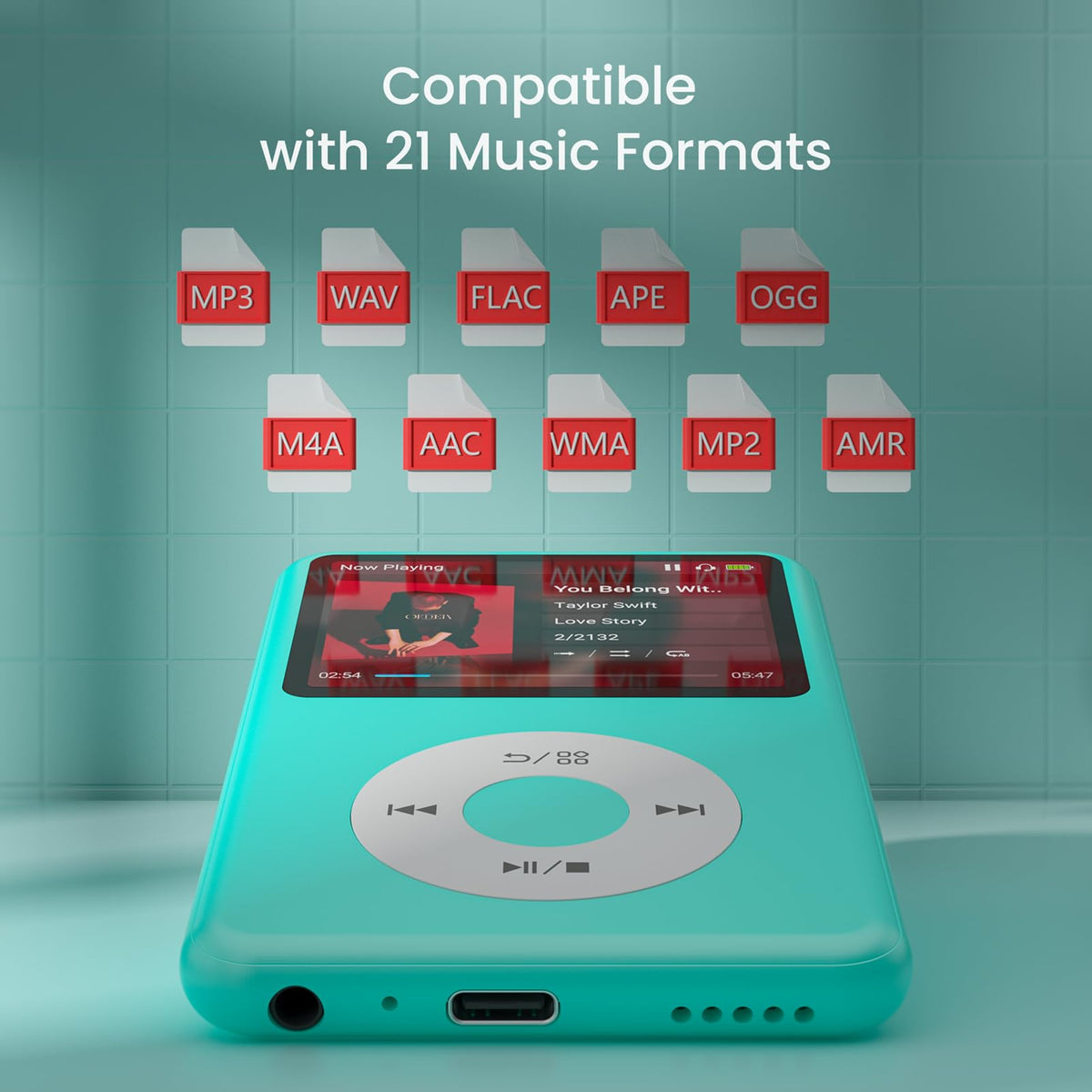 Innioasis Y1 MP3 Player Bluetooth icon close-up for quick pairing