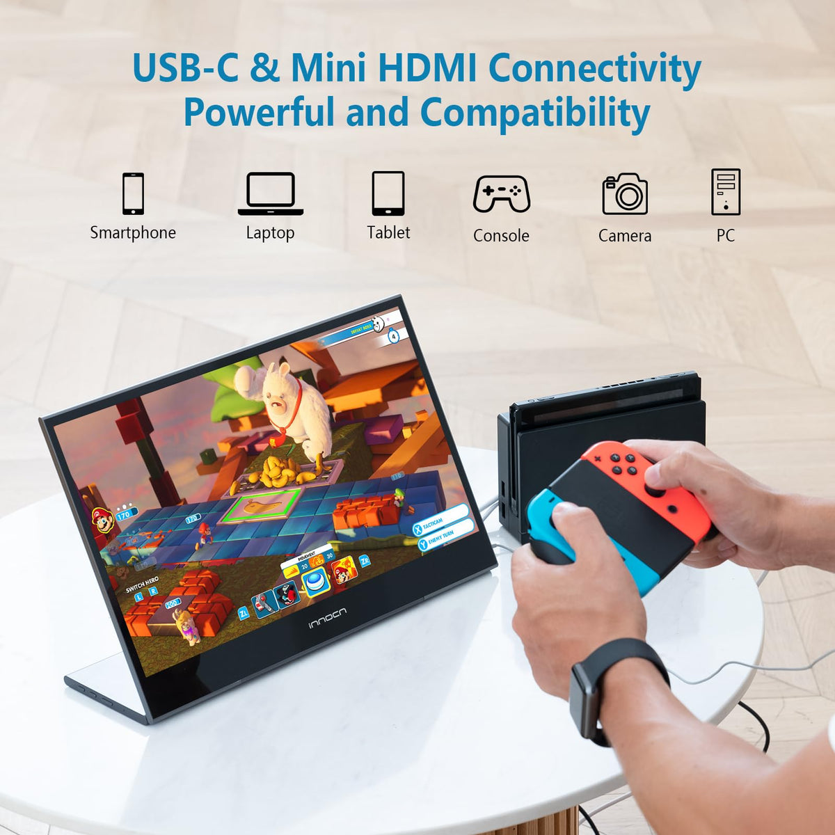 INNOCN 15.6-inch portable monitor accessories pack includes cables and adapters