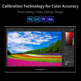 INNOCN 15.6-inch OLED display highlighting color accuracy for photo editing.