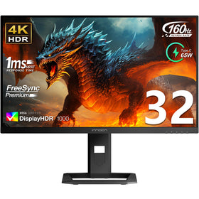 INNOCN 32-inch front view showing 4K 160Hz for immersive gaming and sharp detail
