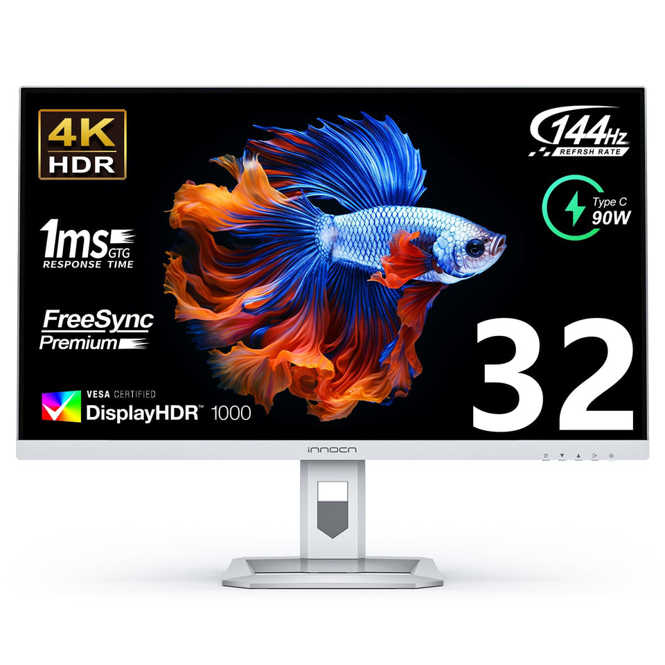 INNOCN 32M2V 4K 144Hz with mini-LED backlight delivers sharp gaming visuals.