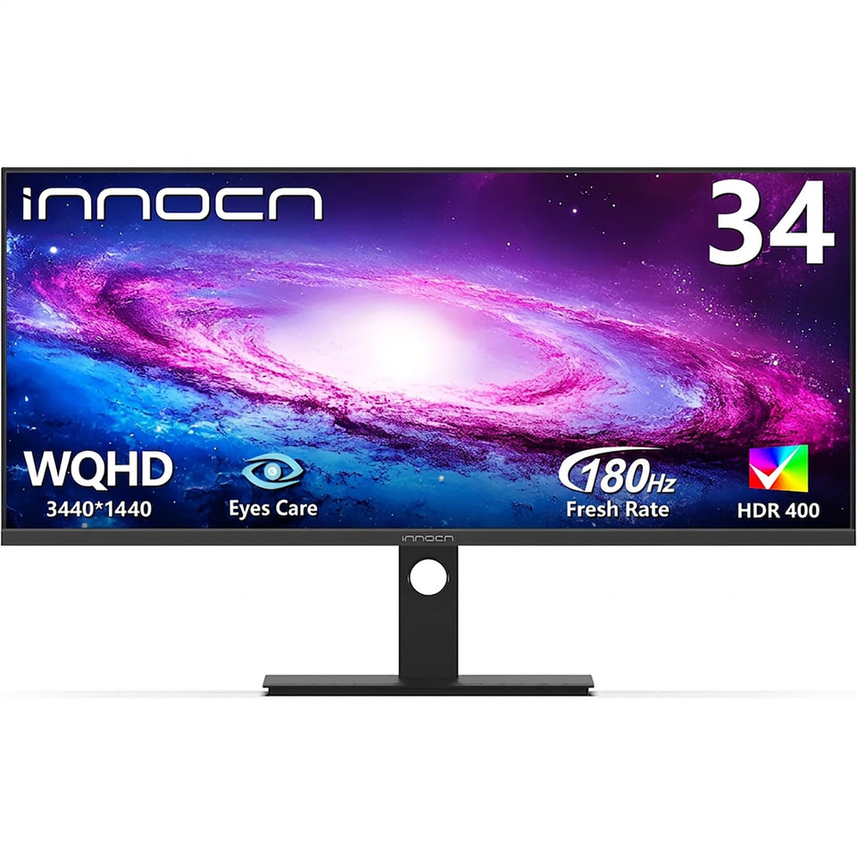 INNOCN 34C1R front view highlights immersive 21:9 ultrawide visuals for productivity.