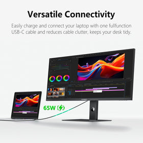 INNOCN 40C1U shows USB-C PD power delivery for single-cable laptop charging.