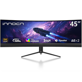 INNOCN 45-inch ultrawide curved monitor front view for immersive gaming and productivity.