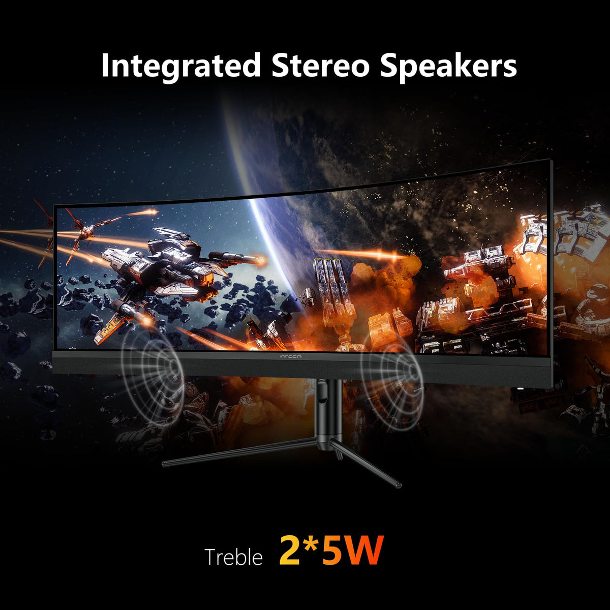 INNOCN 45-inch ultrawide curved monitor extensive I/O ports enable versatile setups.