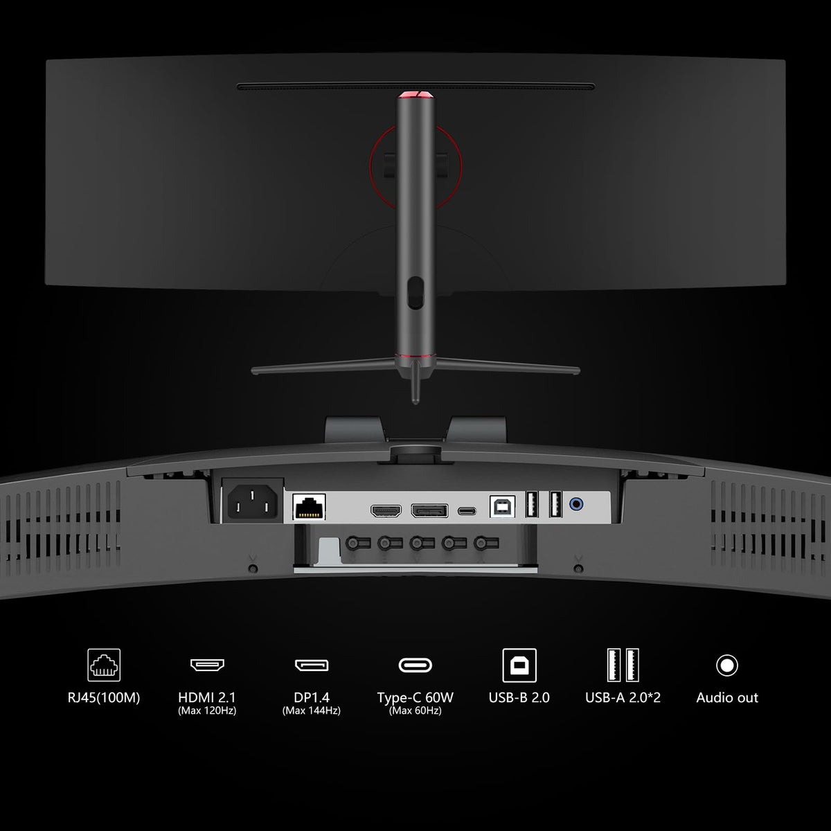 INNOCN 49C1G versatile connectivity: DP, HDMI, USB, RJ45