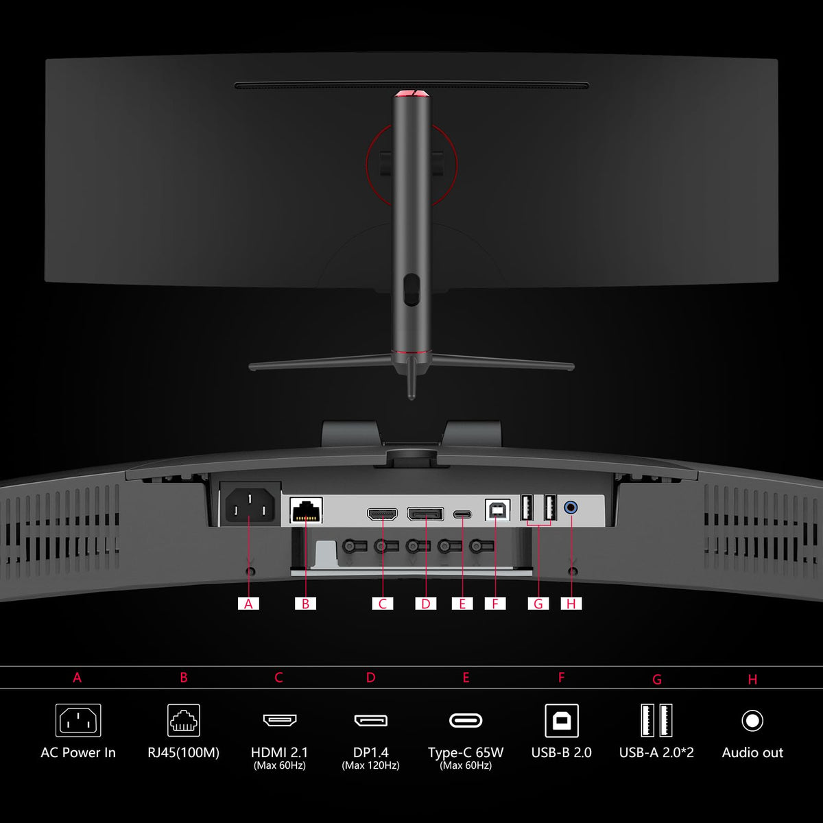 INNOCN 49C1R built-in speakers streamline desk setup and media playback.