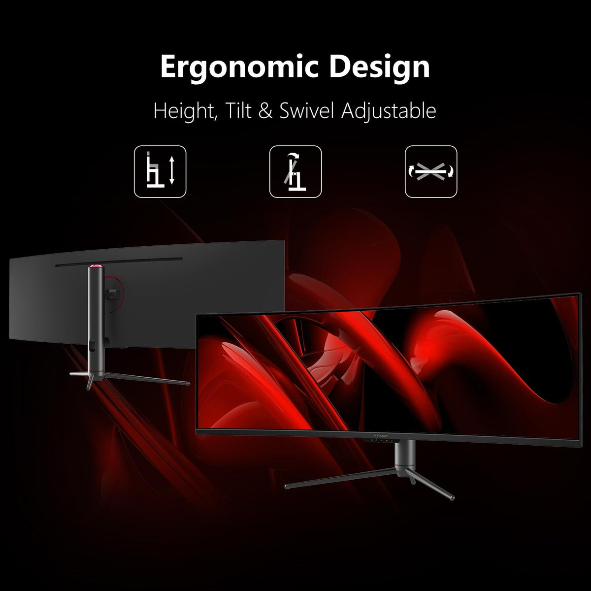 INNOCN 49C1R adjustable stand for ergonomic tilt and height positioning.