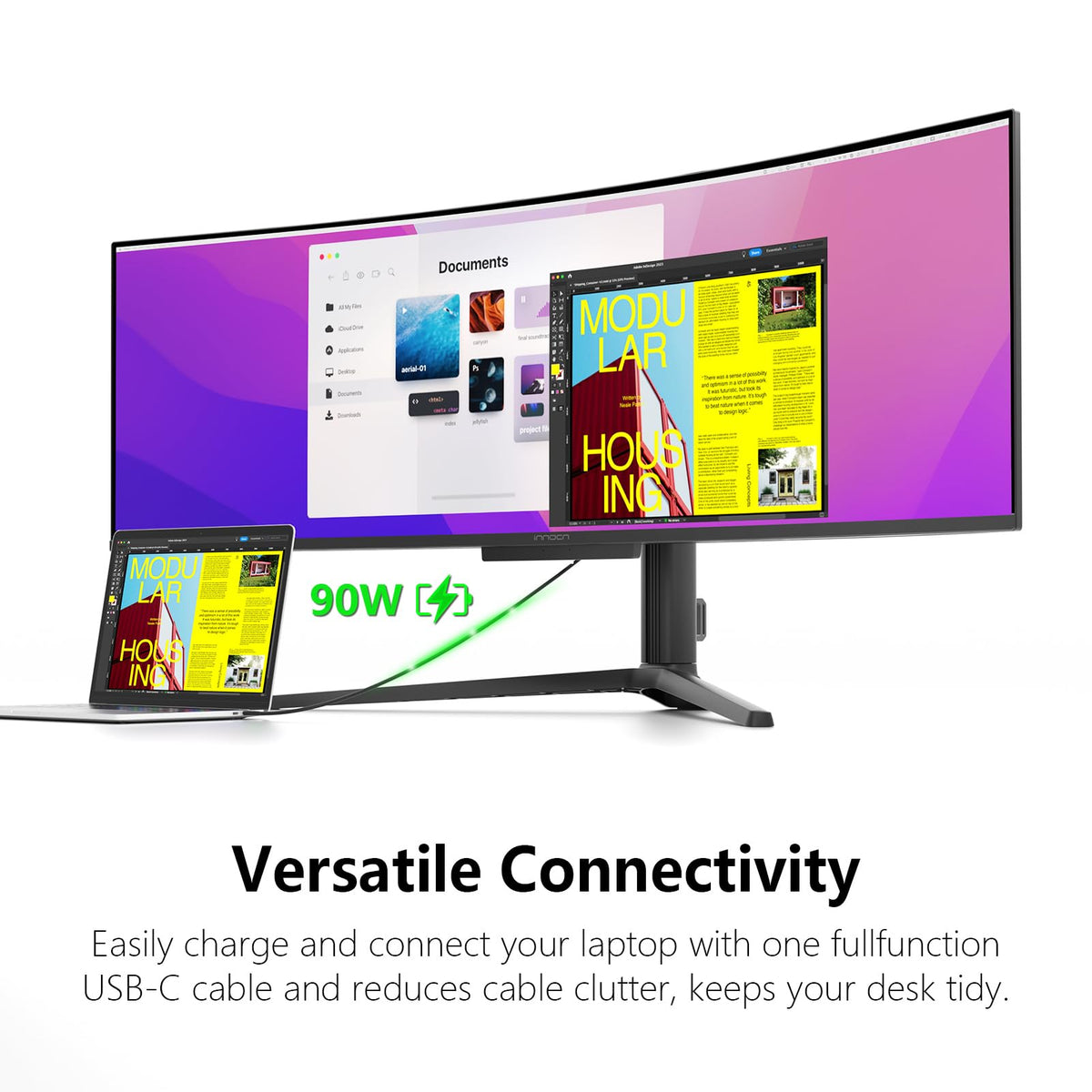 INNOCN 49Q1R ultrawide arc design enhances immersion and multitasking
