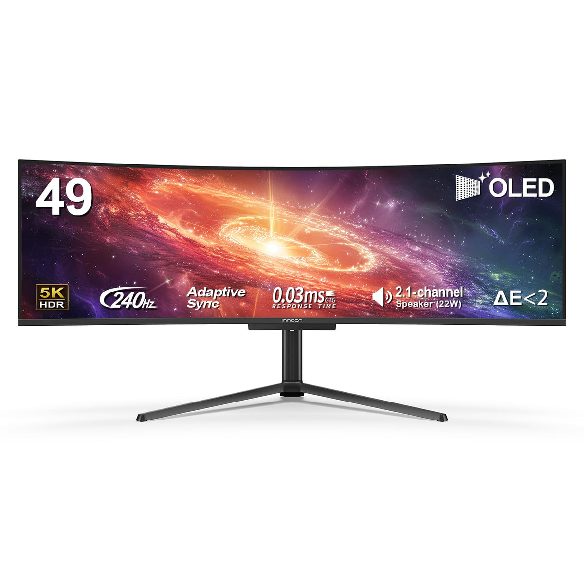 INNOCN 49Q1S OLED curved ultrawide monitor front view for immersive visuals