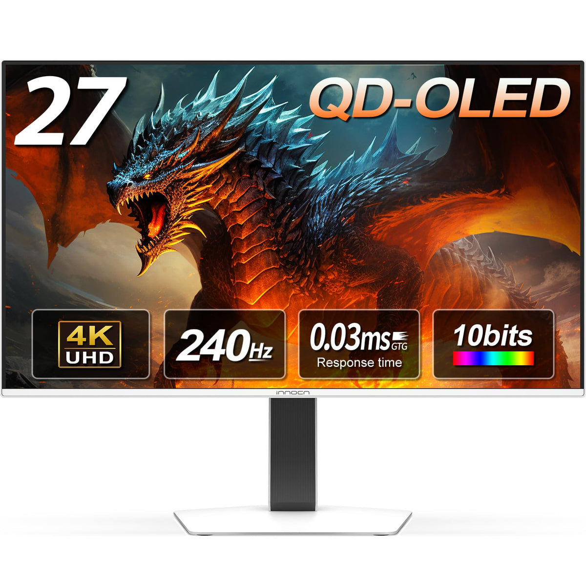 INNOCN GA27W1Q with QD-OLED panel delivering vivid colors and deep blacks for immersive gaming