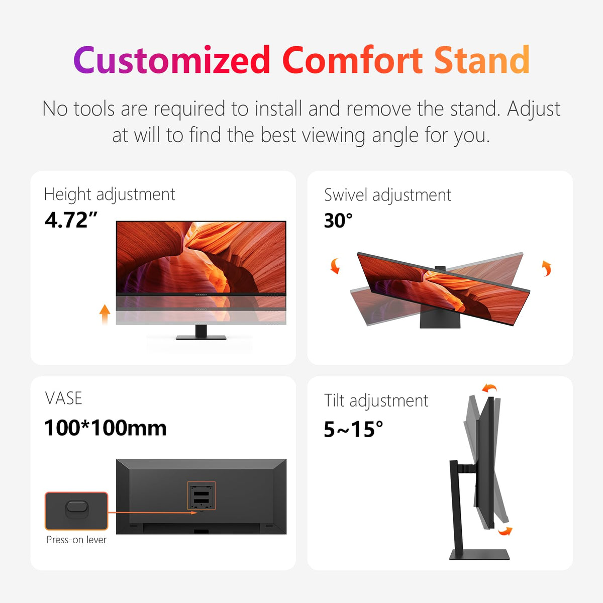 INNOCN VESA mount compatibility for flexible installation