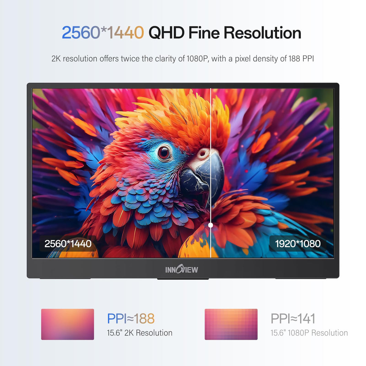 InnoView 15.6-inch setup with laptop shows plug-and-play productivity.