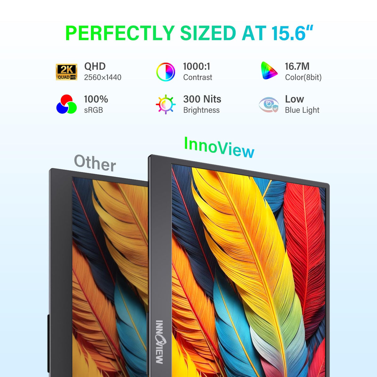 InnoView 15.6-inch screen in travel setup, lightweight on-the-go.