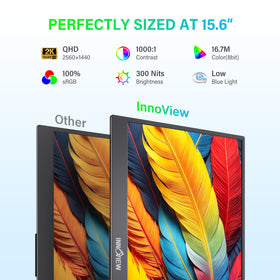 InnoView 15.6-inch screen in travel setup, lightweight on-the-go.