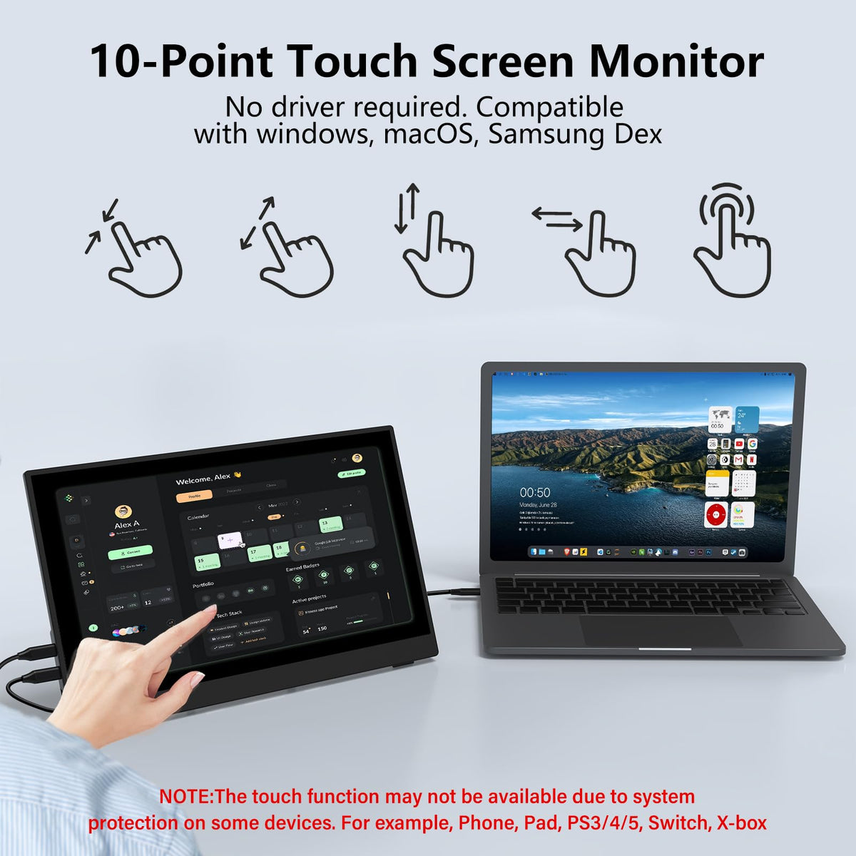 InnoView 15.6-inch monitor 60Hz touch demonstrates responsive input