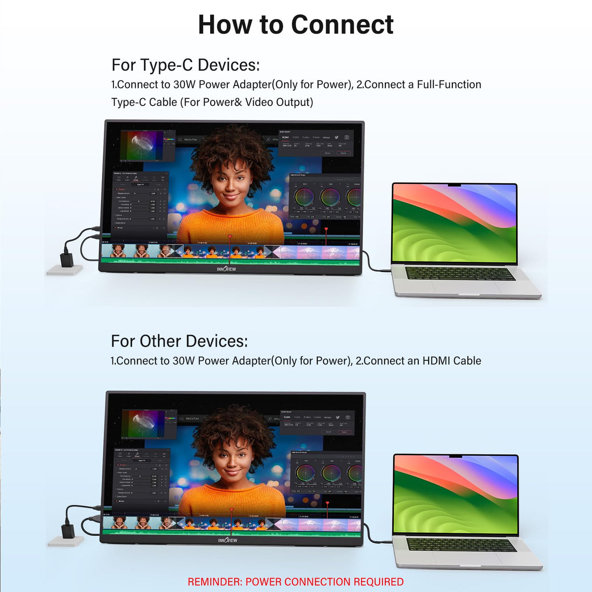 InnoView 180-degree stand allowing flexible angles and mounting options
