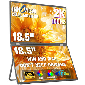 InnoView 18.5-inch dual monitor folded design for portable, space-saving setup.