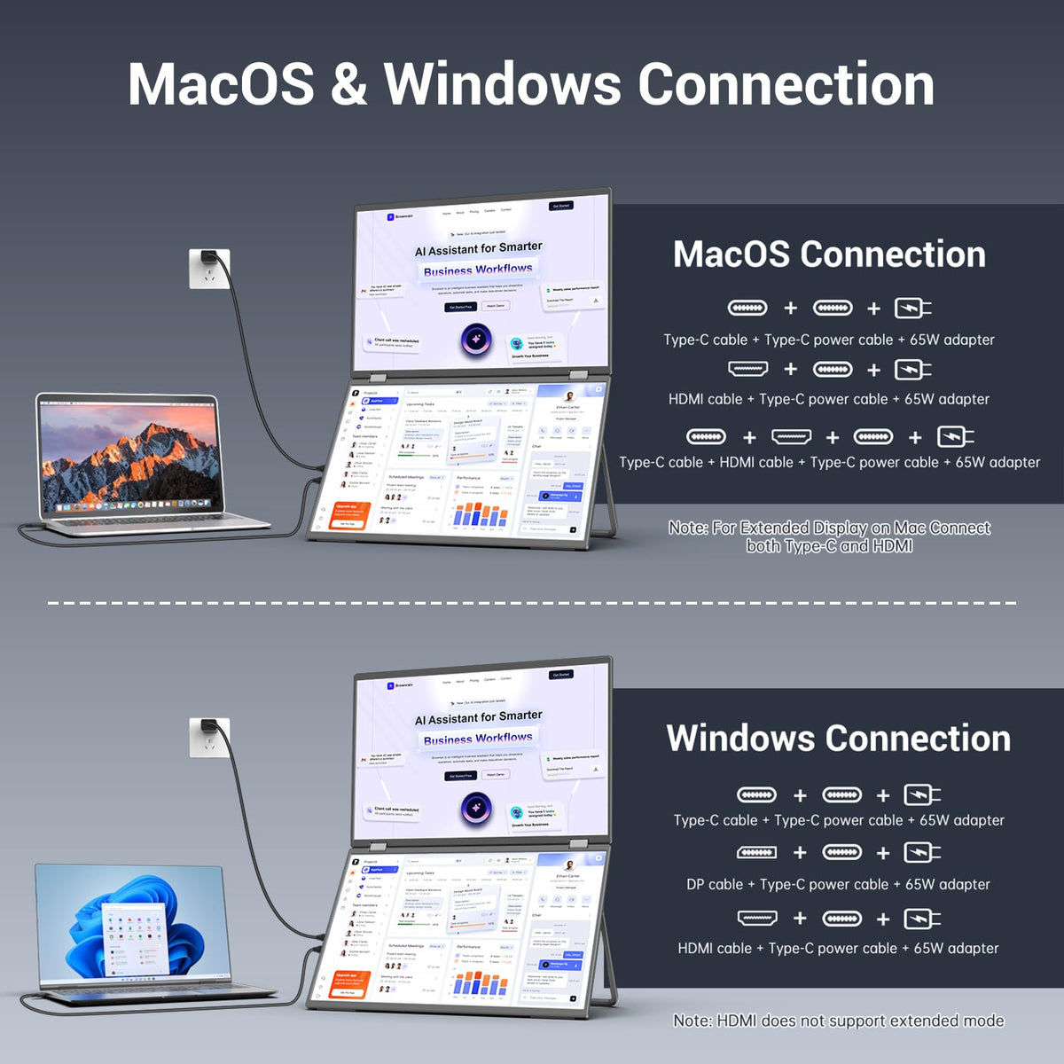 InnoView 18.5-inch monitor top screen rotation for flexible viewing angles.