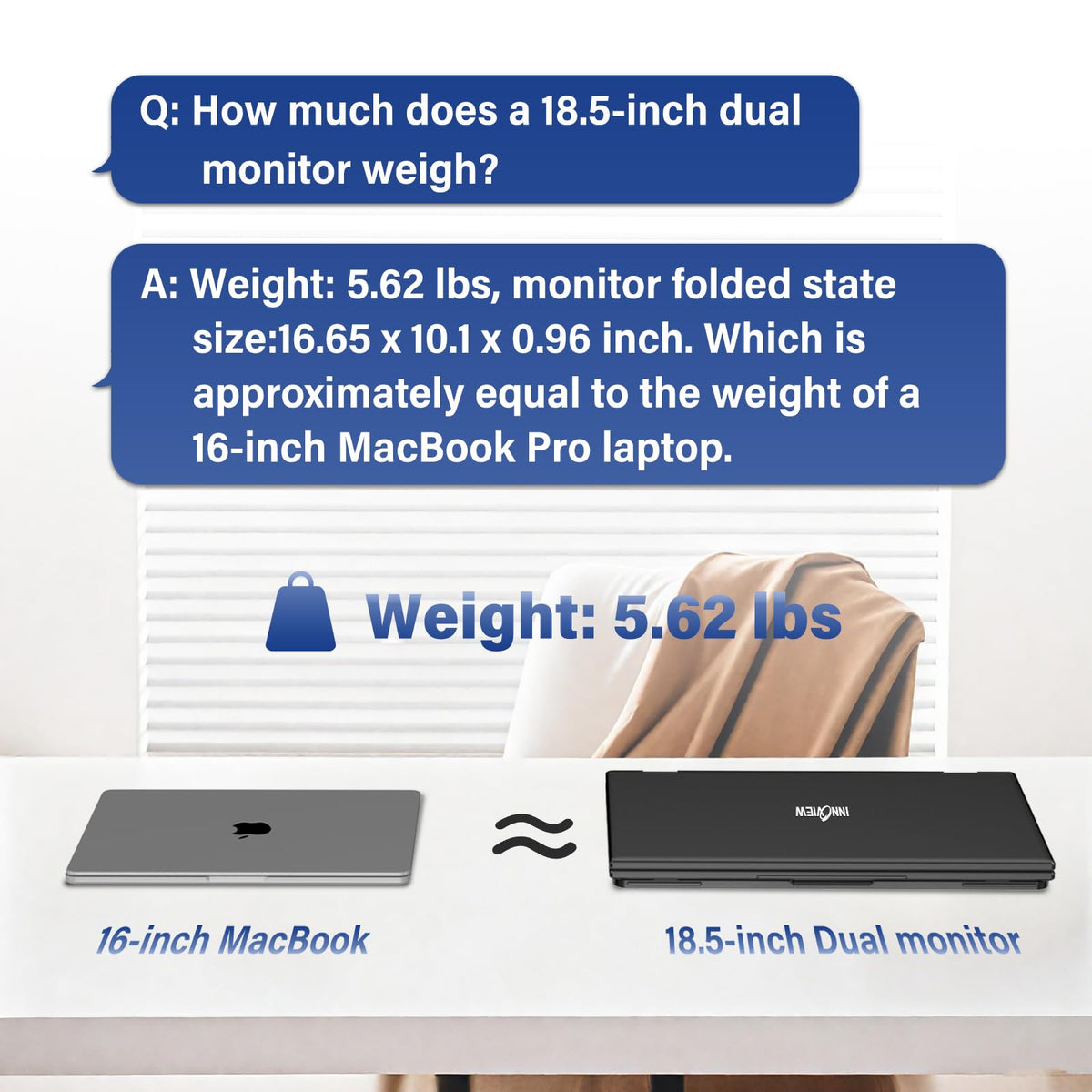 InnoView 18.5-inch portable monitor with adjustable stand supports mobile productivity.