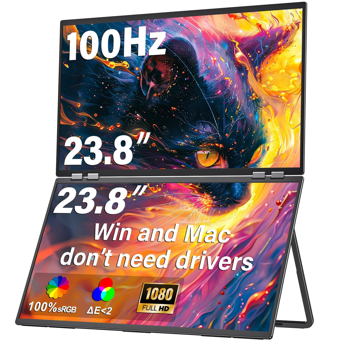 InnoView 23.8-inch dual monitor folded design for compact portability.
