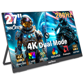 InnoView 27-inch monitor in 4K 120Hz mode, ideal for editing and media.
