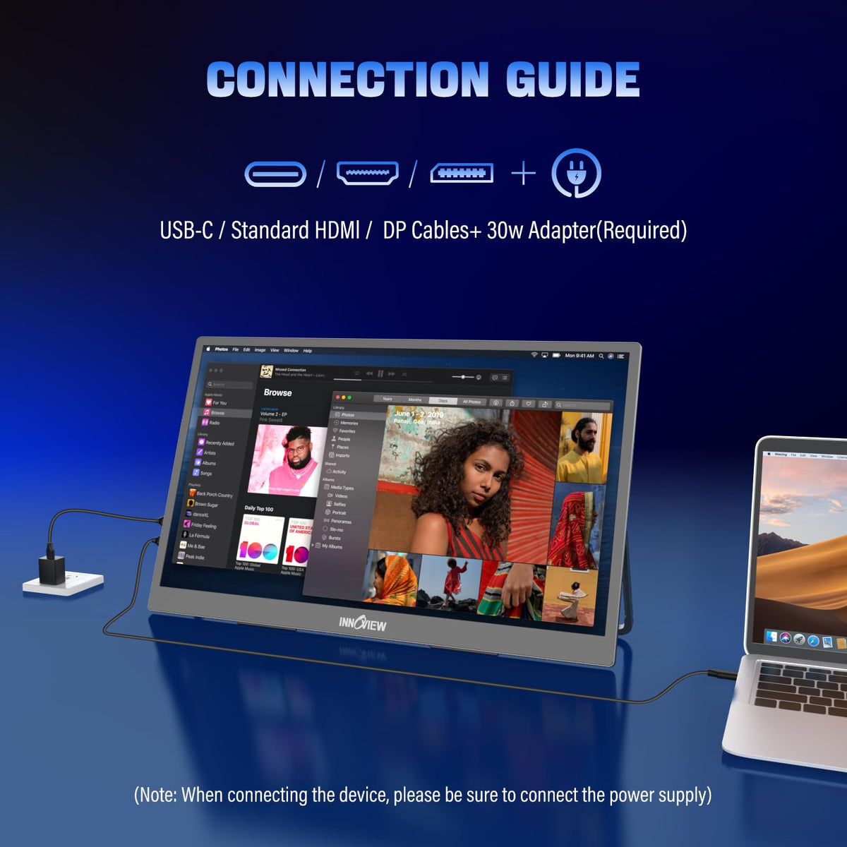 InnoView 2K portable monitor 100% sRGB HDR for vivid visuals.